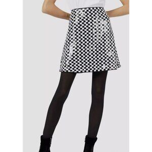 New Emporio Armani Sequin Mini Skirt Black & White Sz 44 US 8